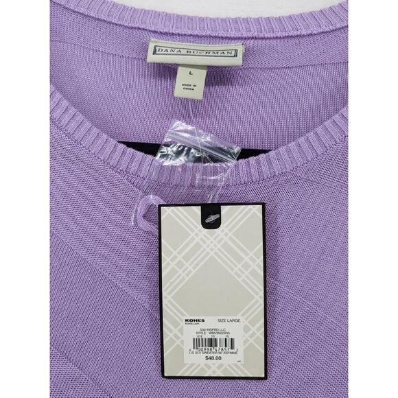 Dana Buchman Sweater Large Asymmetrical‎ Hem Purple Lightweight Knit Long Sleeve - Picture 4 of 10